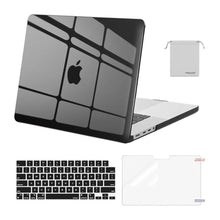 Load image into Gallery viewer, MOSISO Compatible with MacBook Pro 16 inch Case M5 2026 M4 2025 M3 M2 M1 2024-2021 A3429 A3428 A3403 A3186 A2991 A2780 A2485, Protective Hard Shell&amp;Keyboard Cover&amp;Screen Film&amp;Pouch, Crystal Black, CrystalBlack_1
