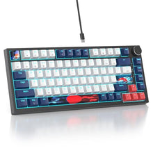 Load image into Gallery viewer, Mosptnspg 75% TKL Wired Mechanical Keyboard,RGB Backlit Gasket Mount 82 Key Hot Swappable Custom Linear Red Switch Gaming Keyboard with Volume Knob &amp; PBT Keycaps (82 White Earth), WhiteEarth_1
