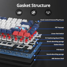 Load image into Gallery viewer, Mosptnspg 75% TKL Wired Mechanical Keyboard,RGB Backlit Gasket Mount 82 Key Hot Swappable Custom Linear Red Switch Gaming Keyboard with Volume Knob &amp; PBT Keycaps (82 White Earth), WhiteEarth_6247

