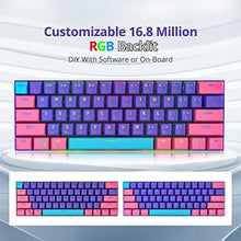 Load image into Gallery viewer, Mosptnspg Protable 60% Percent Gaming Keyboard Mechanical, Mini Compact RGB Backlit 61 Keys Wired Office Keyboard with red Switch for Mac/Win (Purple/red Switch), purpleredSwitch_6981
