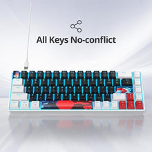 Load image into Gallery viewer, Mosptnspg Protable 60% Percent Gaming Keyboard Mechanical, Mini Compact Ice-Blue LED Backlit 61 Keys Wired Office Keyboard with Red Switch for Mac/Win/PS4/PS5(61Black/red Switch), BlackredSwitch_6321
