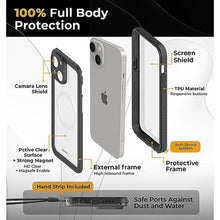 Load image into Gallery viewer, MOTIVE Waterproof Case for iPhone 15, Built-in Screen Protector, Seamless MagSafe Compatibility, Dustproof Shield, Shockproof, Complete 360 Water Resistance Phone case for iPhone 15 6.1" | Black_2443
