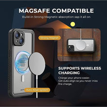 Load image into Gallery viewer, MOTIVE Waterproof Case for iPhone 15, Built-in Screen Protector, Seamless MagSafe Compatibility, Dustproof Shield, Shockproof, Complete 360 Water Resistance Phone case for iPhone 15 6.1" | Black_2444
