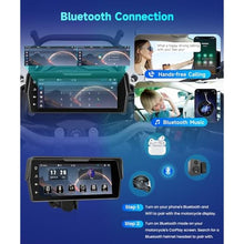 Load image into Gallery viewer, Motorcycle Front+Rear Dash Cam,6.86 inch IPS 1280x480P Touch Screen,1080P Motorcycle Camera DVR,Wireless Carplay&amp;Android Auto,GPS,IP67 Waterproof,120Wide,Bluetooth5.0,TF,PhoneLink for Motorbike, black_382
