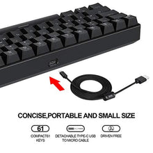 Load image into Gallery viewer, MOTOSPEED 60% Mechanical Keyboard Portable 61 Keys RGB LED Backlit Type-C USB Wired Office/Gaming Keyboard for Mac, Android, WindowsBlue Switch_2989
