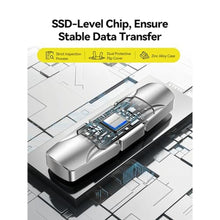 Load image into Gallery viewer, MOVE SPEED 1TB Solid State Flash Drive 570MB/s High Speed USB Drive with Type C + USB 3.2 Drive Dual Port, Thumb Drive Compatible with iPhone 15, 16,17 Series/Android/Phone/MacBook/Audio/Smart TV, Silver_7741
