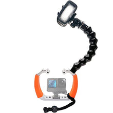 Load image into Gallery viewer, Movo DiveRig8 Underwater Video/Photo Diving Rig for Scuba and Snorkeling - Compact Action Camera Cage Dive Rig, Waterproof Light with Flexible Arm Mount - Compatible with GoPro, DJI Osmo, Insta360, Orange_1
