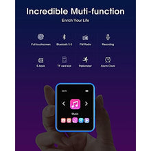 Load image into Gallery viewer, MP3 Player with Bluetooth 5.0 Portable HiFi Lossless Sound MP3 Music Player and FM Radio Recorder E-Book 2.4 inch Screen Maximum Support 128GBBlue_2564
