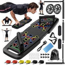 Load image into Gallery viewer, MQRW Push Up Board,Home Gym,Portable Exercise Equipment,Pilates Bar and 20 Fitness Accessories with Resistance Bands and Ab Roller Wheel,Full Body Workout at Home_1
