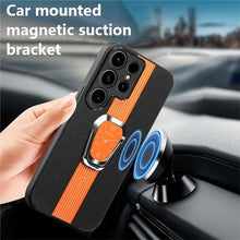 Load image into Gallery viewer, MRRSIWEI for Samsung Galaxy S24 Ultra Case with Magnet Stand, Stylish PU Leather Slim Shockproof Protective Phone Cover for Samsung Galaxy S24 Ultra.Bell Orange_977
