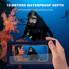 Load image into Gallery viewer, MRUOZRUI Bluetooth Connection 3rd Gen Diving Waterproof Case, Professional 15m/50ft Underwater Photo &amp; Video for Snorkeling, Scuba Dive Waterproof Phone Cover for iPhone/Samsung/Universal, BlueOrange_8564
