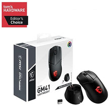 Load image into Gallery viewer, msi Clutch GM41 Lightweight Wireless Gaming Mouse &amp; Charging Dock, 20,000 DPI, 60M Omron Switches, Fast-Charging 80Hr Battery, RGB Mystic Light, 6 Programmable Buttons, PC/Mac, Black_5806
