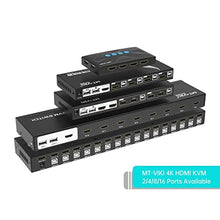 Load image into Gallery viewer, MT-VIKI 4K 16 Port KVM Switch HDMI, 4K@30Hz Rack Mount KVM Console w/16 Cables + 4 USB 2.0 Devices + Remote, Support EDID Storage, HDMI 1.4, HDCP 1.4 for 16 Computers/Servers, Fit 1U 19'' Rack, Black_8152
