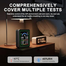 Load image into Gallery viewer, MT13 10-in-1 Indoor Air Quality Monitor, Real-time AQI Tester for PM2.5 PM1.0 PM10 CO2 HCHO TVOC CO, Humidity &amp; Temperature Sensor, Portable Air Pollution Detector with Calibration (Black)_2193

