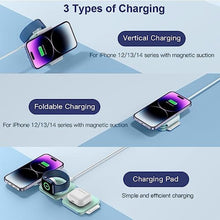 Load image into Gallery viewer, MURPISO 3 in 1 Magnetic Foldable Wireless Charger,Folding Wireless Charging Station for Travel,Wireless Charging Pad Compatible with iPhone 14 13 12,AirPods 3/2/Pro,iWatch 7/6/5/4/3/2_2241
