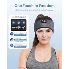 Load image into Gallery viewer, MUSICOZY Sleep Headphones Bluetooth 5.4 Headband Headphones, Wireless Earphones Music Sleep Earbuds for Side Sleepers Sleeping Eye Mask for Women Men Workout Running Cool Unique Gifts, Black_2114
