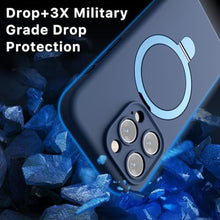 Load image into Gallery viewer, MYBAT PRO SleekFit Series iPhone 15 Pro Case with Stand[Compatible with MagSafe] Magnetic Soft Liquid Silicone Phone Case,Microfiber Lining Shockproof Drop Protection(ONLY iPhone 15 Pro (6.1),Blue_1164

