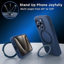 Load image into Gallery viewer, MYBAT PRO SleekFit Series iPhone 15 Pro Case with Stand[Compatible with MagSafe] Magnetic Soft Liquid Silicone Phone Case,Microfiber Lining Shockproof Drop Protection(ONLY iPhone 15 Pro (6.1),Blue_1165
