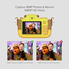 Load image into Gallery viewer, myFirst Kids Camera 3 for Ages 3-8, 16MP Digital Camera with Dual Lens, 1080P HD Video, Selfie &amp; Macro Lens, 2-Inch Screen, Shockproof Cover, Support 32GB, Travel Birthday Gift, Yellow_8147
