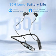 Load image into Gallery viewer, MZYML Neckband Bluetooth Headphones 5.4, IPX5 Waterproof Sports Earbuds with Mic, 80H Playtime 1000H Standby, LED Power Display, Magnetic in-Ear Headset for Running Workout Gym (Black)_406
