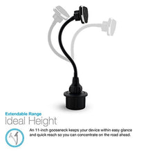 Load image into Gallery viewer, Naztech MagBuddy Car Cup Holder Cell Phone Mount [Hands Free - Easily Install] Universal Compatibility for iPhone 14 / 13 / 12 / Pro / Pro Max, Galaxy S23/S22, Pixel, Most Devices &amp; More [Black] 13606_614
