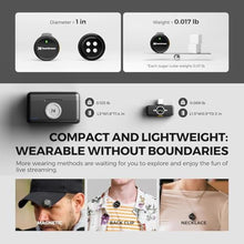 Load image into Gallery viewer, NearStream Wireless Lavalier Microphone for iPhone/Android, Lapel Microphone Wireless with Lightning/USB-C Plug-Play, Noise Cancellation, 24H Battery for Livestream, Vlog, Interview, Podcast (AWM25T), Black_1304
