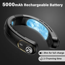 Load image into Gallery viewer, Neck Air Conditioner, 3-Speed Portable Neck Fan with Ice Cooler, 5000mAh Rechargeable Battery Operated Personal Air Conditioner, Hands-Free Bladeless Neck Fan for Sports Travel Outdoor Indoor, Black_5965
