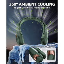 Load image into Gallery viewer, Neck Fan, Personal Fan with LED Display, USB-C Rechargeable, 5200mAh-Battery, 3-Speed Adjustment &amp; Whisper-Quiet Operation, Perfect for Home, Travel, Sports, Green_1054
