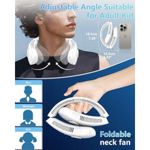 Load image into Gallery viewer, Neck Fan Rechargeable-Neck Fans that Blow Cold Air,Folding 4000mAh Portable Personal Usb Rechargeable Battery Operated Fan,Cooling Bladeless Travel Portable Neck Fan,Neck Cooler Women Men Kids White, GlazedBlue_5789
