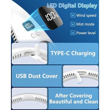 Load image into Gallery viewer, Neck Fan Rechargeable-Neck Fans that Blow Cold Air,Folding 4000mAh Portable Personal Usb Rechargeable Battery Operated Fan,Cooling Bladeless Travel Portable Neck Fan,Neck Cooler Women Men Kids White, GlazedBlue_5790
