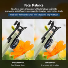 Load image into Gallery viewer, NEEWER 10X Macro Lens with 17mm Thread Clip and Detachable Diffuser Hood, Also for 17mm Threaded Phone Cage/Case/Clamp/Backplate, LS-28 PRO_5251
