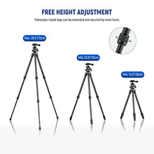 Load image into Gallery viewer, NEEWER 28"/72cm Carbon Fiber Camera Tripod with Phone Holder, Leg Spikes &amp; 360 Panoramic Ball Head, Lightweight and Compact Vlogging Travel Tripod Desktop Stand for Mirrorless Camera and Smartphone_860
