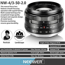 Load image into Gallery viewer, Neewer 50mm f/2.0 Large Aperture Manual Focus MFT M4/3 Lens APS-C for Micro 4/3 System Olympus Panasonic Lumix Mirrorless Cameras_1978
