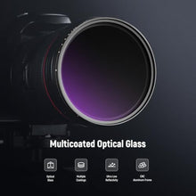 Load image into Gallery viewer, NEEWER 52mm ND2-400 (1-9 Stops) Variable ND Filter with Lens Cap, Lanyard, Cleaning Cloth, Precise Neutral Density Adjustment, Fingerprint &amp; Scratch Resistant Multicoated Optical Glass_5274
