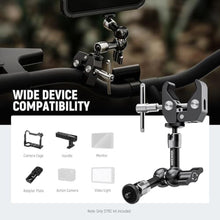 Load image into Gallery viewer, NEEWER 6"/15cm Adjustable Magic Arm with Super Clamp, 1/4" &amp; 3/8" Threads, 1/4" Screws for Flash/LED Light/Microphone/Monitor, Compatible with SmallRig Camera Cage, Max Load: 4.4lb/2kg, ST15C, Black_5267
