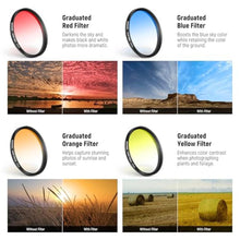 Load image into Gallery viewer, NEEWER 67mm 7 Pack ND Filter Set Compatible with Android Samsung Google Pixel Huawei Xiaomi Clip On CPL+ ND32 + Starlight + GND (Red/Orange/Yellow/Blue) Camera Lens Photography Accessories Kit, FL-P11_575
