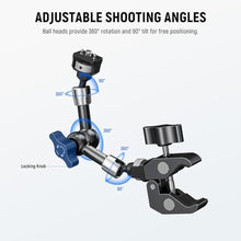 Load image into Gallery viewer, NEEWER 7" Articulating Magic Arm Clamp Mount with Super Clamp, Camera Monitor Mount with 1/4" 3/8" ARRI Locating Pins &amp; Holes for DSLR Action Camera Video Light Compatible with SmallRig Cage, ST07C, Black_5310
