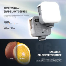 Load image into Gallery viewer, NEEWER Basic Magnetic RGB Video Light, 360 Full RGB Mini LED Camera Light CRI96+ 2500-9000K 18 Scenes 3 Cold Shoes &amp; 1/4", 2000mAh Rechargeable Portable for Selfie/Tripod Photography Lighting, BL60C, blackone_5301
