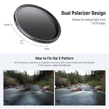 Load image into Gallery viewer, NEEWER Basics 67mm Variable ND Filter, ND2-400 1-9 Stops Light Reduction Rotatable Variable Neutral Density Filter with Anti Fingerprint Coating, Slim Frame for Camera Lens_115
