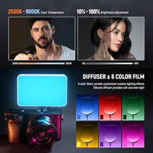 Load image into Gallery viewer, NEEWER Basics LED Selfie Phone Light, Rechargeable 2500-9000K Clip On Fill Light, Color Films/Diffuser/3000mAh, CRI95+ Dimmable Video Conference Lighting for iPhone Camera Laptop Zoom Call, BL120B_828
