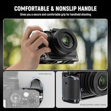 Load image into Gallery viewer, NEEWER CA076 Zfc Handgrip L Shape Grip for Nikon Z fc, Ultra Thin Retro Formfitting Camera Mounting Baseplate with Handle/Brass Shutter Button, Compatible with Arca Swiss Tripod Fluid Head, Black_64

