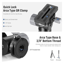 Load image into Gallery viewer, NEEWER Camera Gimbal Tripod Head, 360 Pan 90 Tilt Metal Low Profile Monopod Tripod Stand Ball Head Mount Adapter, Quick Release/Lock Arca Type QR Clamp &amp; Base, 3/8" Thread, Max Load 8.8lb/4kg, GM39_40
