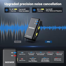 Load image into Gallery viewer, NEEWER CM28 PRO Wireless Lavalier Lapel Microphone System with Charging Case 48KHz 16 Bit Uncompressed Audio Noise Canceling 4GB Storage 9Hrs Recording Compatible with iPhone iPad Android Camera PC, Black_5305
