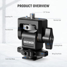 Load image into Gallery viewer, NEEWER Cold Shoe Camera Monitor Mount with Anti Twist 1/4" Screw Compatible with Atomos Ninja V, 5" &amp; 7" Field Monitor, 360 Swivel 180 Tilt with Adjustable Damping, MA006, Black_5242
