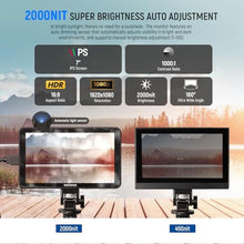 Load image into Gallery viewer, NEEWER F700 7" Camera Field Monitor, 2000nit HD 1920x1080 IPS Touch Screen with 3D LUT, 4K HDMI Loop in/Out with Peak Focus DSLR Video Assist HDR Waveform, Cold Shoe Mount, Battery Not Included, Black_5292
