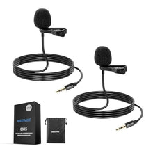 Load image into Gallery viewer, Neewer Lavalier Lapel Microphone (2 Pack), Omnidirectional Condenser Wired Clip On Lav Mic for Stage YouTube Live Streaming Compatible with Rode Wireless GO II 2 DJI Wireless Mic Transmitter, CM5_1
