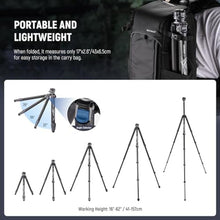 Load image into Gallery viewer, NEEWER LITETRIP LT32 Camera Travel Tripod, Carbon Fiber Portable Stand, Ball Head Detachable Center Axis Flip Buckle Cleaning Cloth Arca QR Plate Compatible with PD (Former TP62), black_1905
