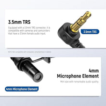 Load image into Gallery viewer, NEEWER LM8 4mm Mini Lavalier Microphone (2 Pack), Clip On Wired Condenser, black_944
