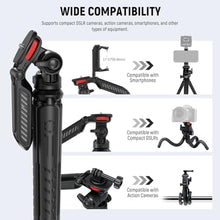 Load image into Gallery viewer, NEEWER Mini Flexible Tripod for iPhone &amp; Camera with Remote/Handle/Phone Holder/Action Camera Adapter, Portable Pocket Desk Tripod for Travel Vlogging Compatible with iPhone GoPro Samsung, TP36, Black_5232
