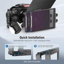 Load image into Gallery viewer, NEEWER Mini Matte Box with Two 4"x5.65" Filter Trays, 4 Circular Lens Adapters, Carbon Fiber Top Flag, Compatible with SmallRig Accessory Compatible with K&amp;F NISI TIFFEN NEEWER Cinema Filter, PG002, Schwarz_1182
